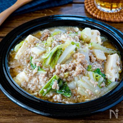 レンジで簡単！豆腐と白菜のそぼろ煮