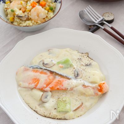 鮭とねぎのクリーム煮