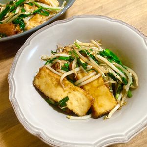 ゆかりの作ってみた!投稿(スタミナ系節約おかず♡『レバニラ風厚揚げ』調味料オール1☆)