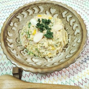 M＊Pの作ってみた!投稿(包丁も火も使わず5分で作る【ポテサラ風カレーおからサラダ】)