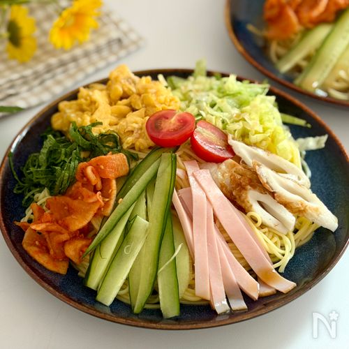 栄養バランス◎彩り冷やし中華【炒り卵で簡単♩】