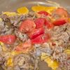 【豚こま入り卵とトマトの中華炒め】おつまみおかずの工程3
