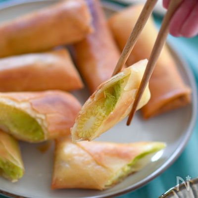 【ヤングコーンとクリームチーズの春巻き】ひげ根も一緒に♡