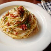 ツナと大葉の梅めんつゆパスタ