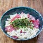 シャキシャキもっちり「長芋のたたきマグロ和え」