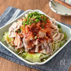 【豚バラと野菜のレンジ蒸し】明太おろしだれが最高♪