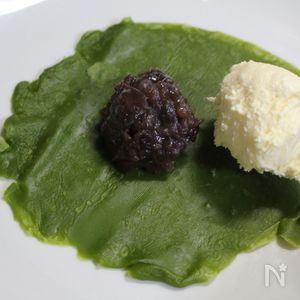 あんことバニラアイスの抹茶袱紗つつみ。 | レシピサイトNadia