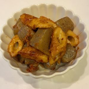 みわの作ってみた!投稿(こんにゃくとちくわの甘辛おかかまぶし)