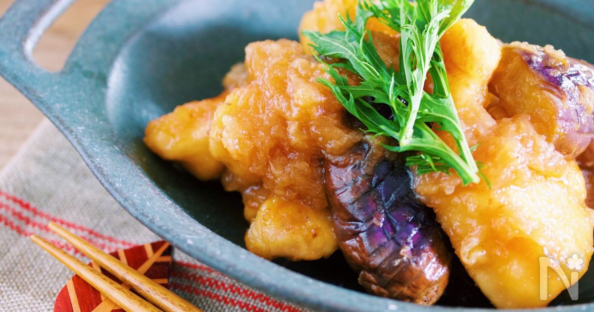 味がしみしみ〜♪『むね肉となすのサッパリ♡おろしポン酢煮』