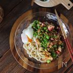 枝豆とたこのピリ辛薬味うどん