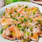 節約･簡単♡豆腐ステーキのカニカマあんかけ