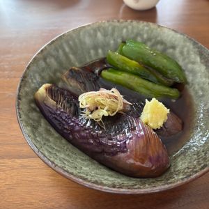 こむぎの作ってみた!投稿(とろとろじゅわ～🤭💕なすとピーマンの焼きびたし♪)
