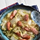 レンジで簡単！白菜とウインナーのバターポン酢レンジ蒸し