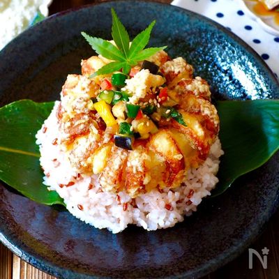 オニオンリングちくわ天で夏越ごはん