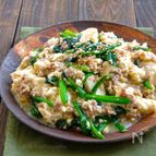 ほうれん草とひき肉と豆腐のとろみ味噌炒め