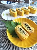 お弁当にインパクト☆なめたけ入り渦巻き卵焼き