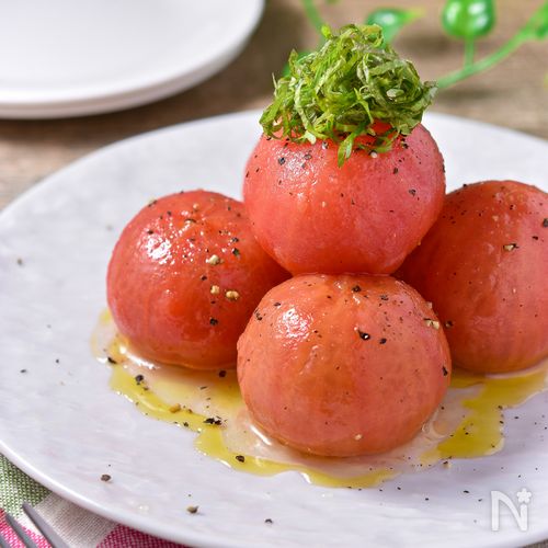 丸ごとフルーツトマトの白だしマリネ│簡単作り置き＆前菜に♪