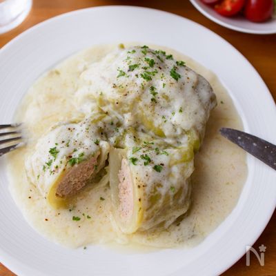 『ロールキャベツのクリーム煮』牛乳で手軽に☆おもてなしにも♬