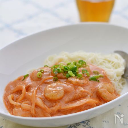 えびトマト和風クリームそうめん By 西山京子 ちょりママ レシピサイト Nadia ナディア プロの料理家のおいしいレシピ