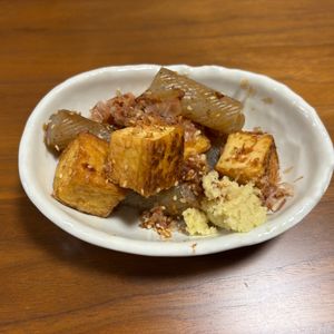 こむぎの作ってみた!投稿(ぷりぷり蒟蒻と厚揚げの🤭💕ヘルシー梅おかかポン酢和え♪)