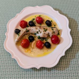 𝔂𝓾𝓶𝓲🍓の作ってみた!投稿(タラとミニトマトのオリーブオイル蒸し)