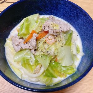615123の作ってみた!投稿(【ちゃんぽん風うどん】牛乳入りのスープが、まろやかコクうま♪)