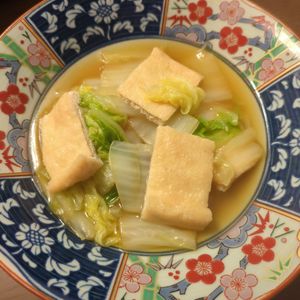 たりおの作ってみた!投稿(フライパンのまま食卓へ「薄揚げと白菜のくったり煮」)