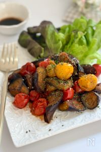 焼きなすとミニトマトの冷製マリネ【簡単・作りおき】