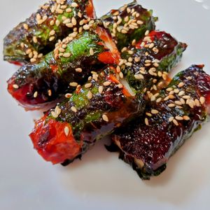 まゆのの作ってみた!投稿(コスパ最強☆ヤンニョムちくわの大葉巻き)