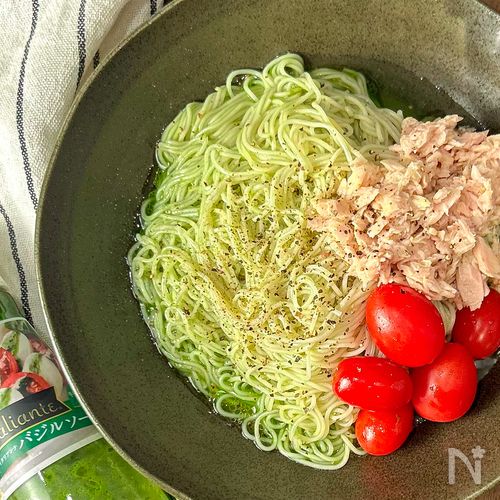 【混ぜるだけ2工程】バジルツナのまぜそうめん