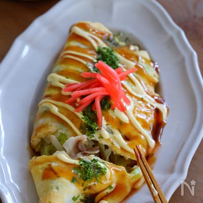食べるまで5分！レンジで完結！卵1つ！【米粉の豚平焼き】