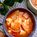 レンジで時短スープ♡たっぷり野菜の豚キムスープ♪