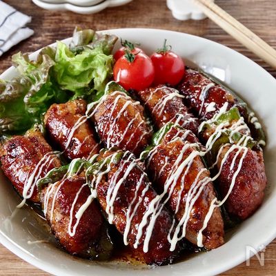ご飯がすすむ!照りマヨピーマンの肉詰め