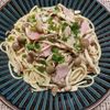 よっこの作ってみた!投稿(ガーリック香る【きのことベーコンの和風パスタ】)