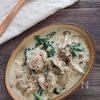 【鶏肉とほうれん草のヘルシークリーム煮】主食の材料はお好みでの工程4