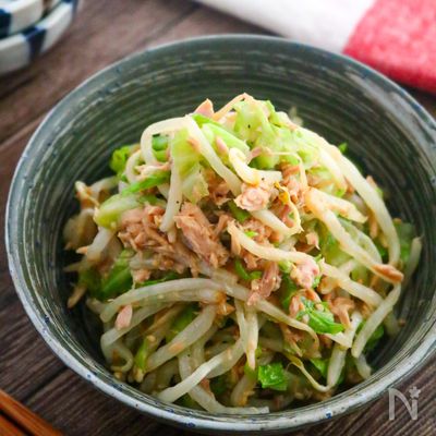 レンジで時短♪ツナで簡単もやしとキャベツのナムル