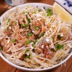 豚ともやしのネギ塩炒め✨二郎系のような大盛りもやし😋