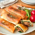 【大葉香る肉味噌チーズ春巻き】パリッと甘辛
