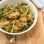 カリフラワーとちりめんじゃこと水菜のにんにく味噌和え