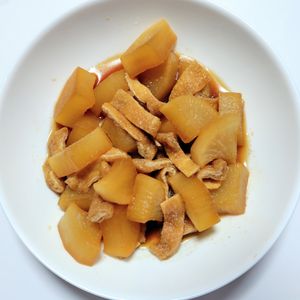 ふうかの作ってみた!投稿(レンジで味しみしみ〜♩大根と油あげの甘辛煮)