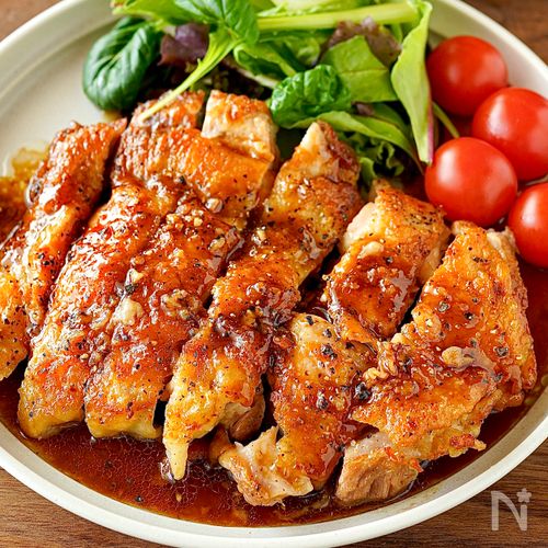 【甘酢だれチキンステーキ】味付け2つ.ᐟカリッとジューシー♩