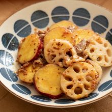 【全部大さじ1】豚肉と根菜のハニーマスタード味噌炒め