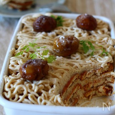 ビスケットで作るモンブラン スコップケーキ。