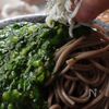モロヘイヤとしらすの冷やし蕎麦の工程2
