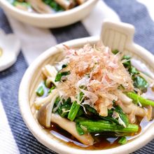 味付けめんつゆのみ！『ほうれん草ときのこのお浸し』