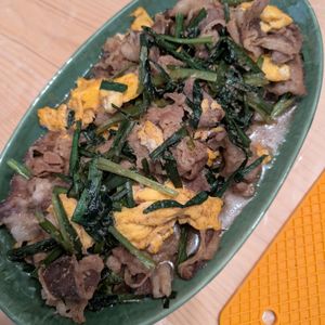 NYの作ってみた!投稿(【牛こまとニラ玉の甘辛炒め】5分！お手軽調味料でパパっと♪)