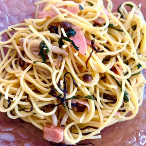 こたんの作ってみた!投稿(塩昆布が決めて！【大葉とベーコンのガーリックパスタ】)
