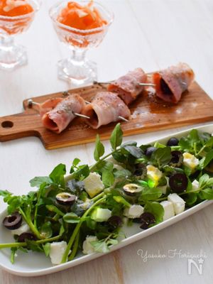 クレソンとフレッシュチーズのマスタードサラダ