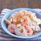 同時茹で♪れんこんとむき海老のやみつきにんにくマヨチーズ