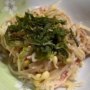 チョビの助の作ってみた!投稿(レンチンもやしの冷やし中華風サラダ)